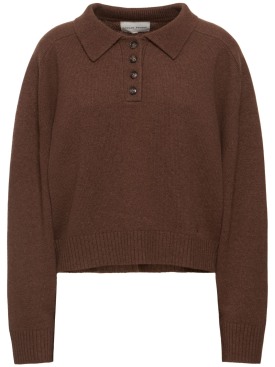 Loulou Studio: Homere cashmere polo sweater - Brown - women_0 | Luisa Via Roma