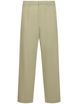 AURALEE: Cotton & silk Viyella relaxed fit pants - Sage - men_0 | Luisa Via Roma