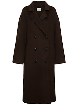 Loulou Studio: Borneo double breast wool long coat - Brown - women_0 | Luisa Via Roma