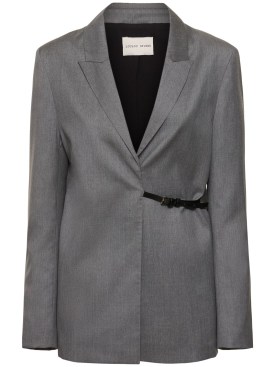 Loulou Studio: Cody wool jacket w/strap detail - Grey - women_0 | Luisa Via Roma