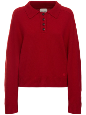 Loulou Studio: Homere cashmere polo sweater - Red - women_0 | Luisa Via Roma