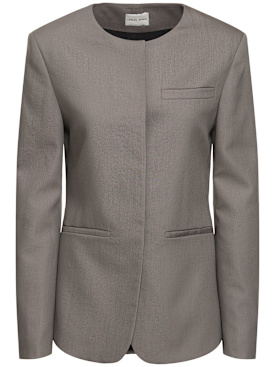 Loulou Studio: Lavena collarless wool jacket - Grey - women_0 | Luisa Via Roma