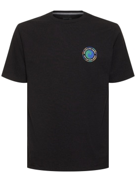 Patagonia: P-6 logo recycled cotton blend t-shirt - Black - men_0 | Luisa Via Roma