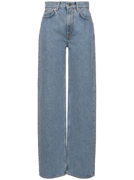 Loulou Studio: Jeans de denim de algodón - Azul Claro - women_0 | Luisa Via Roma