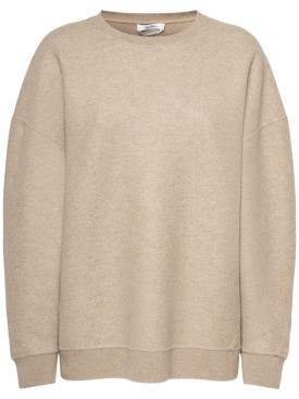 Max Mara: Elvira wool blend jersey sweatshirt - Brown - women_0 | Luisa Via Roma