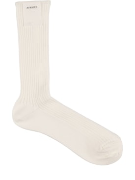 AURALEE: Cotton & nylon high socks - White - men_0 | Luisa Via Roma
