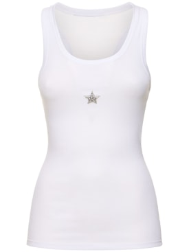 Stella McCartney: Crystal embellished jersey tank top - White - women_0 | Luisa Via Roma