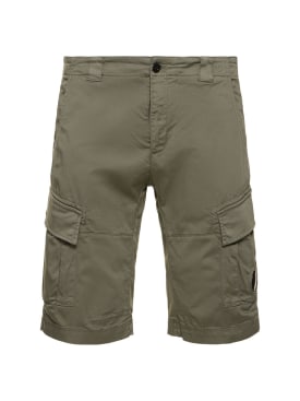 C.P. Company: Stretch cotton cargo shorts - Agave Green - men_0 | Luisa Via Roma