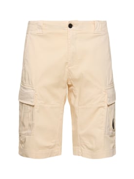 C.P. Company: Stretch cotton cargo shorts - Pistachio Shell - men_0 | Luisa Via Roma