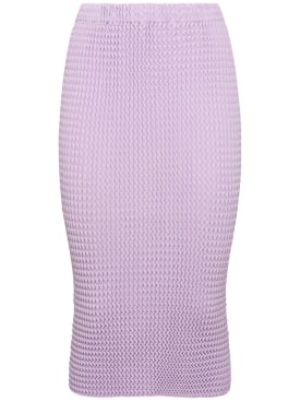 ISSEY MIYAKE: 打褶混棉半身裙 - 丁香紫 - women_0 | Luisa Via Roma