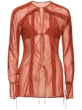Christopher Esber: Floating sheer long sleeve shirt - Brown - women_0 | Luisa Via Roma