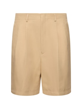 Loro Piana: Joetsu pleated linen & silk shorts - Beige - men_0 | Luisa Via Roma