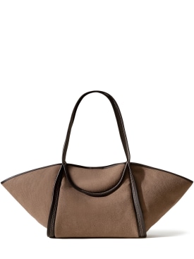 Hereu: Cuber cotton & leather tote bag - Taupe - women_0 | Luisa Via Roma