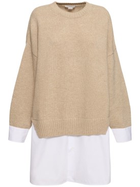 Stella McCartney: Suéter de punto de lana con cuello redondo - Gris - women_0 | Luisa Via Roma