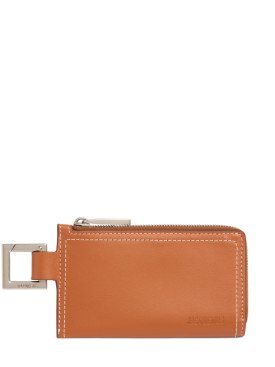 Jacquemus: Le Porte-zippé Cuerda leather wallet - Light Brown - men_0 | Luisa Via Roma