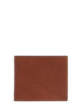 Brunello Cucinelli: Leather logo wallet - Copper - men_0 | Luisa Via Roma
