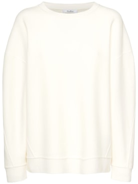 Max Mara: Elvira wool blend jersey sweatshirt - Ivory - women_0 | Luisa Via Roma