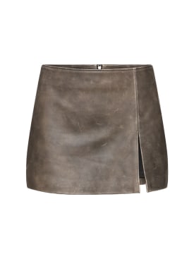 MANOKHI: Deline leather mini skirt - Black - women_0 | Luisa Via Roma