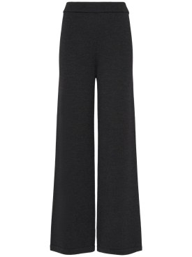 Max Mara: Epopea wool knit flared pants - Black - women_0 | Luisa Via Roma