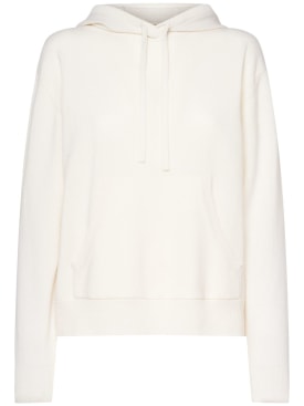 Max Mara: Tenente hooded wool & cashmere sweater - White - women_0 | Luisa Via Roma