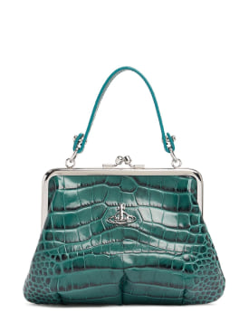 Vivienne Westwood: Granny Frame croc embossed leather bag - Green - women_0 | Luisa Via Roma