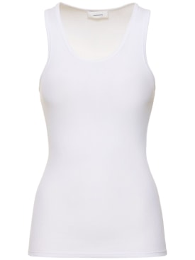 Wardrobe.nyc: Camiseta de jersey de algodón acanalado - Blanco - women_0 | Luisa Via Roma