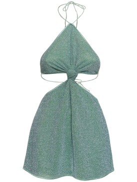 Oséree Swimwear: Lumiere lurex halter neck mini dress - Light Green - women_0 | Luisa Via Roma
