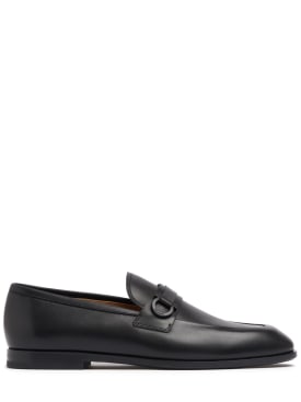 Ferragamo: Florio leather loafers - Black - men_0 | Luisa Via Roma