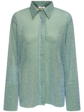 Oséree Swimwear: Lumiere lurex shirt - Light Green - women_0 | Luisa Via Roma
