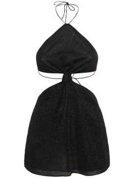 Oséree Swimwear: Robe courte en lurex à encolure licou Lumiere - Noir - women_0 | Luisa Via Roma