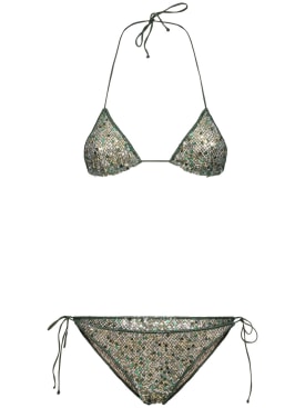 Oséree Swimwear: Bikini a triangolo con decorazioni - Verde - women_0 | Luisa Via Roma