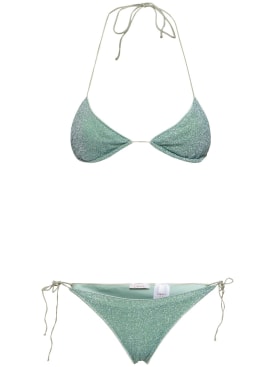 Oséree Swimwear: Bikini triangular de  lúrex - Verde Claro - women_0 | Luisa Via Roma