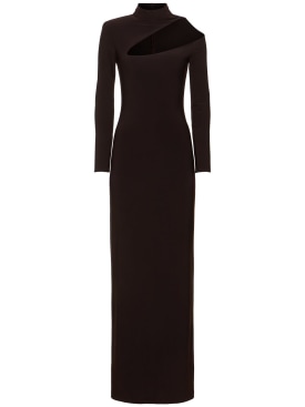 Mvp Wardrobe: Promotea stretch knit long dress - Dark Brown - women_0 | Luisa Via Roma