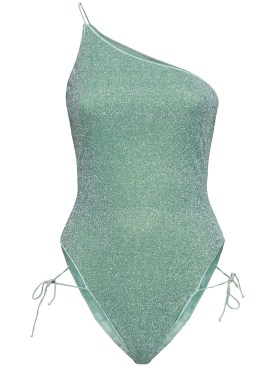 Oséree Swimwear: Lumiere lurex one piece swimsuit - Light Green - women_0 | Luisa Via Roma