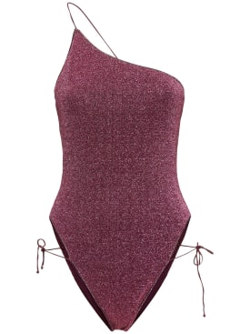 Oséree Swimwear: Lumiere lurex one piece swimsuit - Purple - women_0 | Luisa Via Roma