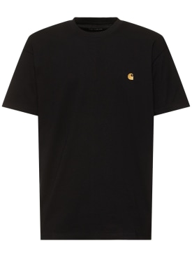 Carhartt WIP: Camiseta de algodón - Negro/Dorado - men_0 | Luisa Via Roma