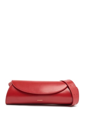 Jil Sander: Small Cannolo leather shoulder bag - Cranberry - women_0 | Luisa Via Roma