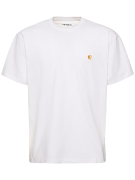 Carhartt WIP: T-Shirt aus Baumwolle „Chase“ - Weiß/Gold - men_0 | Luisa Via Roma