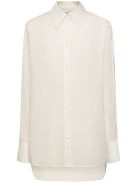 Toteme: Kimono sleeve cotton blend shirt - White - women_0 | Luisa Via Roma
