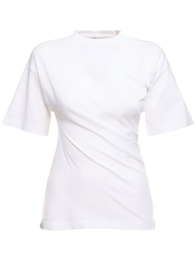 Toteme: Twisted organic cotton jersey top - White - women_0 | Luisa Via Roma