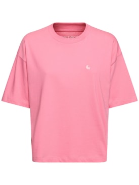 Carhartt WIP: T-Shirt aus Bio-Baumwolle - Charm Pink - women_0 | Luisa Via Roma