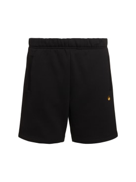 Carhartt WIP: Shorts deportivos de algodón - Negro/Dorado - men_0 | Luisa Via Roma