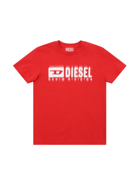 Diesel Kids: Cotton jersey t-shirt w/printed logo - Rosso - kids-girls_0 | Luisa Via Roma
