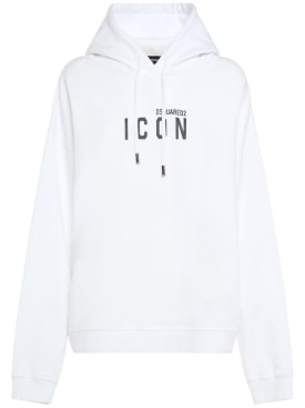 Dsquared2: Icon relaxed fit sweatshirt hoodie - White - women_0 | Luisa Via Roma