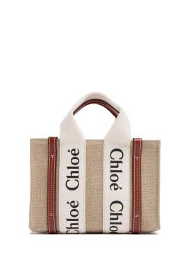 Chloé: Mini woody canvas top handle bag - Begie/Tan - women_0 | Luisa Via Roma