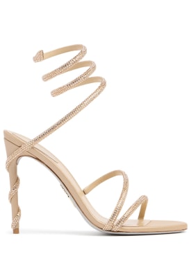 René Caovilla: 105mm Margot satin & crystal sandals - Beige - women_0 | Luisa Via Roma