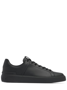 Balmain: B Court leather low top sneakers - Black - men_0 | Luisa Via Roma