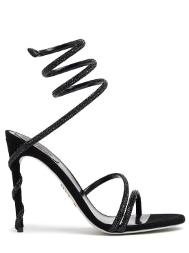 René Caovilla: 105mm hohe Sandaletten aus Satin - Schwarz - women_0 | Luisa Via Roma