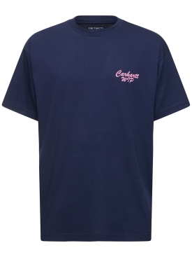 Carhartt WIP: Friendship organic cotton t-shirt - Blue/Pink - men_0 | Luisa Via Roma