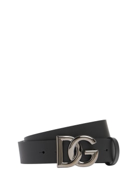 Dolce&Gabbana: 3.5厘米logo皮革腰带 - 黑色 - men_0 | Luisa Via Roma
